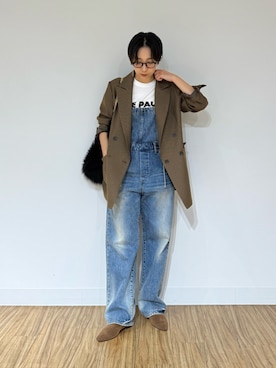 「アイテム（つなぎ/オールインワン）」を使った、AZUMIさん（レディース・160cm）の秋コーディネート