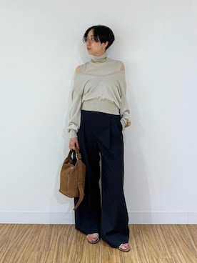 「ノースリーブニット」｜AZUMIさん（レディース・160cm）の夏コーディネート