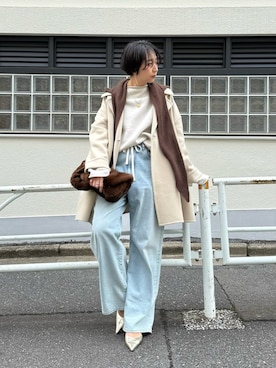 「アイテム（バンダナ/スカーフ）」を使った、AZUMIさん（レディース・160cm）の秋コーディネート