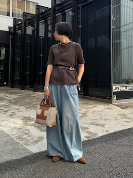 「Whim Gazette（ウィムガゼット）の【Hoaw.】チョーカー（チョーカー、シルバー系）」を使った、AZUMIさん（レディース・160cm）の春コーディネート