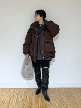 「アイテム（ダウンジャケット/コート）」を使った、AZUMIさん（レディース・160cm）の秋コーディネート