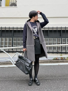「アイテム（ボストンバッグ）」を使った、AZUMIさん（レディース・160cm）の秋コーディネート