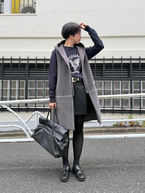 【美品】Hoaw. フラップボストンバッグ ウィムガゼット 本革 レザー 黒 Hoaw.】フラップボストンバッグ（ボストンバッグ）｜Whim