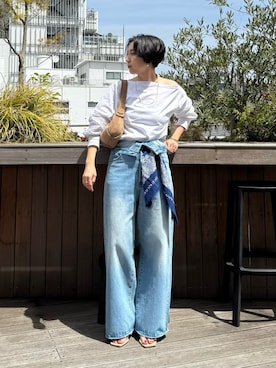 「Whim Gazette（ウィムガゼット）の【Hoaw.】チョーカー（チョーカー、ゴールド系）」を使った、AZUMIさん（レディース・160cm）の春コーディネート