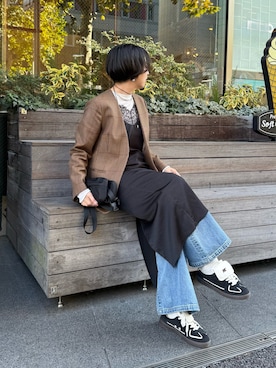 「アイテム（キャミソール）」を使った、AZUMIさん（レディース・160cm）の冬コーディネート