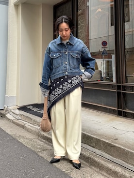 「Whim Gazette（ウィムガゼット）の【Hoaw.】チョーカー（チョーカー、シルバー系）」を使った、AZUMIさん（レディース・160cm）の春コーディネート