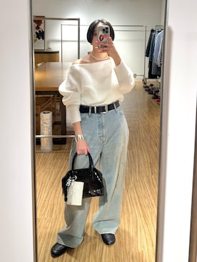 「Whim Gazette（ウィムガゼット）の【Hoaw.】プランプピアス（ピアス（両耳用）、シルバー系）」を使った、AZUMIさん（レディース・160cm）の春コーディネート