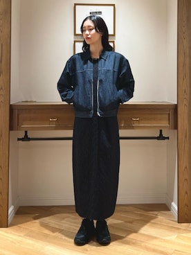 「Steven Alan（スティーブンアラン）の＜Steven Alan＞ライト デニム ジップ ブルゾン（デニムジャケット、ブルー系）」を使った、orisakaさん（レディース・168cm）の春コーディネート