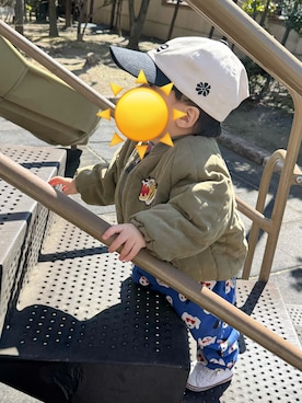 「BREEZE（ブリーズ）のアイテム（パンツ）」を使った、maru.fkさん（キッズ・80cm）の春コーディネート