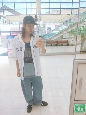 「アイテム（オールインワン・サロペット、ブルー系）」を使った、Aki さん（メンズ・171cm）の夏コーディネート
