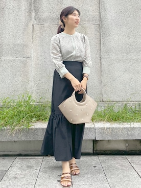 「natural couture（ナチュラルクチュール）のアイテム（トートバッグ）」を使った、咲栄さん（レディース・155cm）の秋コーディネート