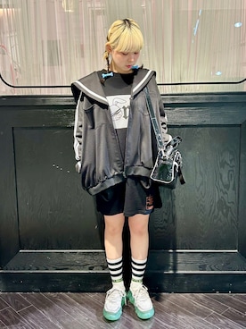 「Candy Stripper」｜「アイテム（ブルゾン）」を使った、CandyStripper_renkaさん（レディース・156cm）の夏コーディネート