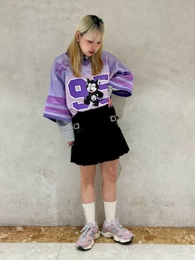 「アイテム（その他トップス、パープル系）」を使った、CandyStripper_renkaさん（レディース・156cm）の春コーディネート