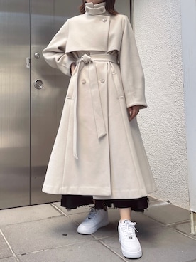「アイテム（その他アウター、ホワイト系）」を使った、kanaさん（レディース・158cm）の秋コーディネート