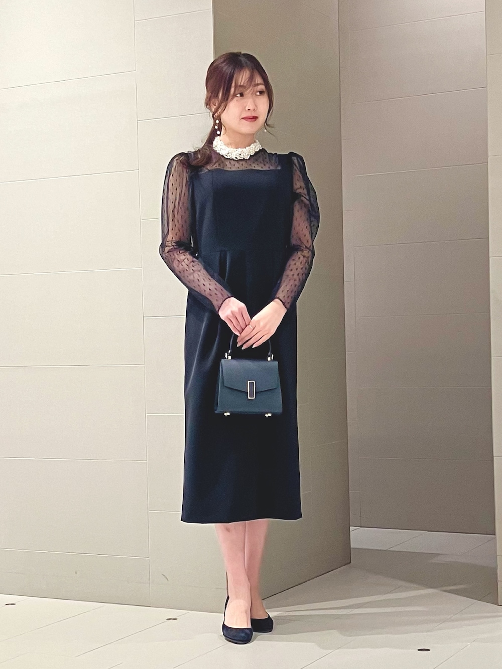 24SS美品◇ANAYI◇ドットチュールレイヤードコクーンワンピース ANAYI ワンピース ドットチュールレイヤードコクーン ワンピース