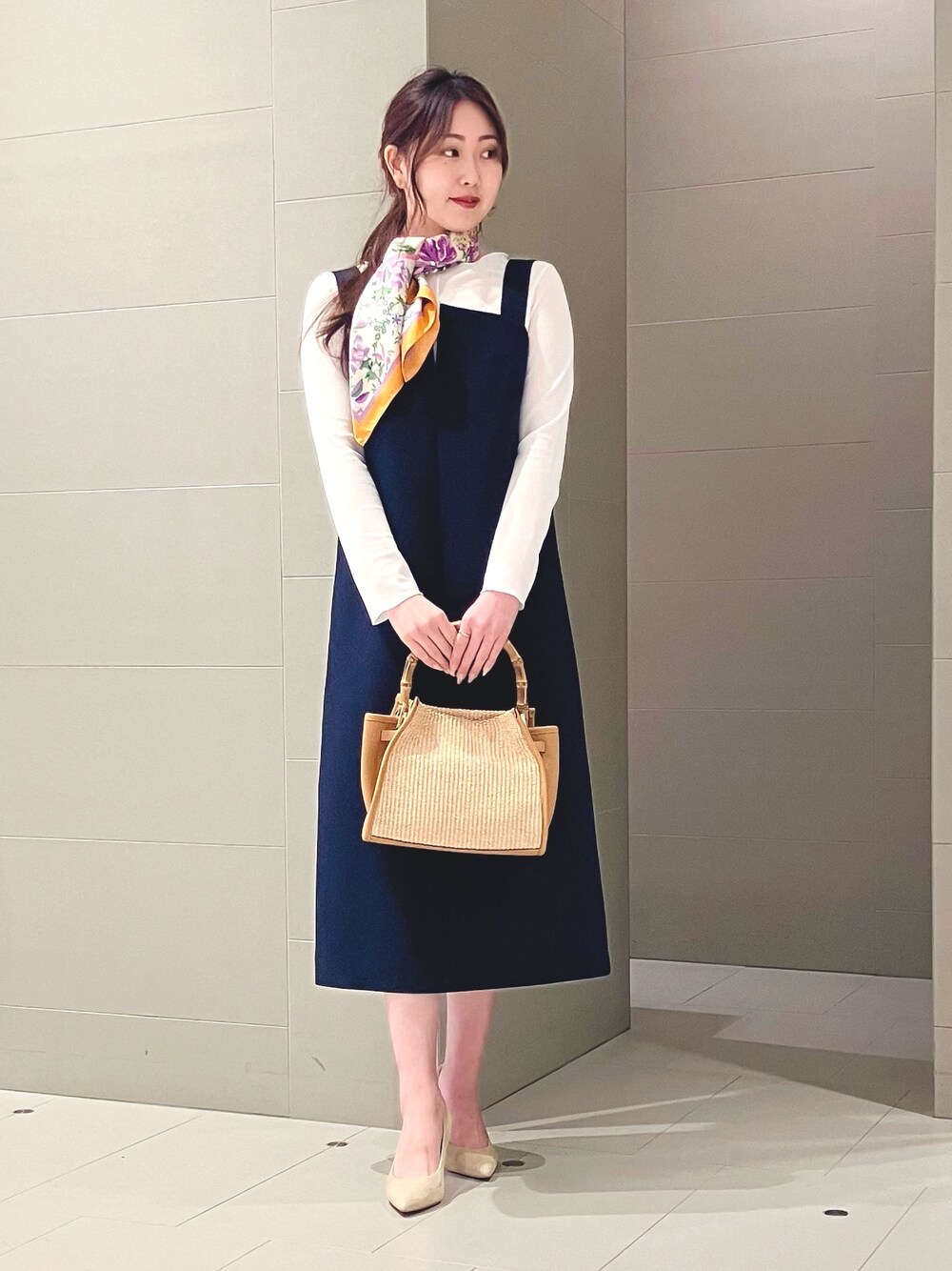 【542】アナイ　トリプルクロスジャンパースカート　濃紺　38 542】アナイ トリプルクロスジャンパースカート 濃紺 38 ANAYI（アナイ