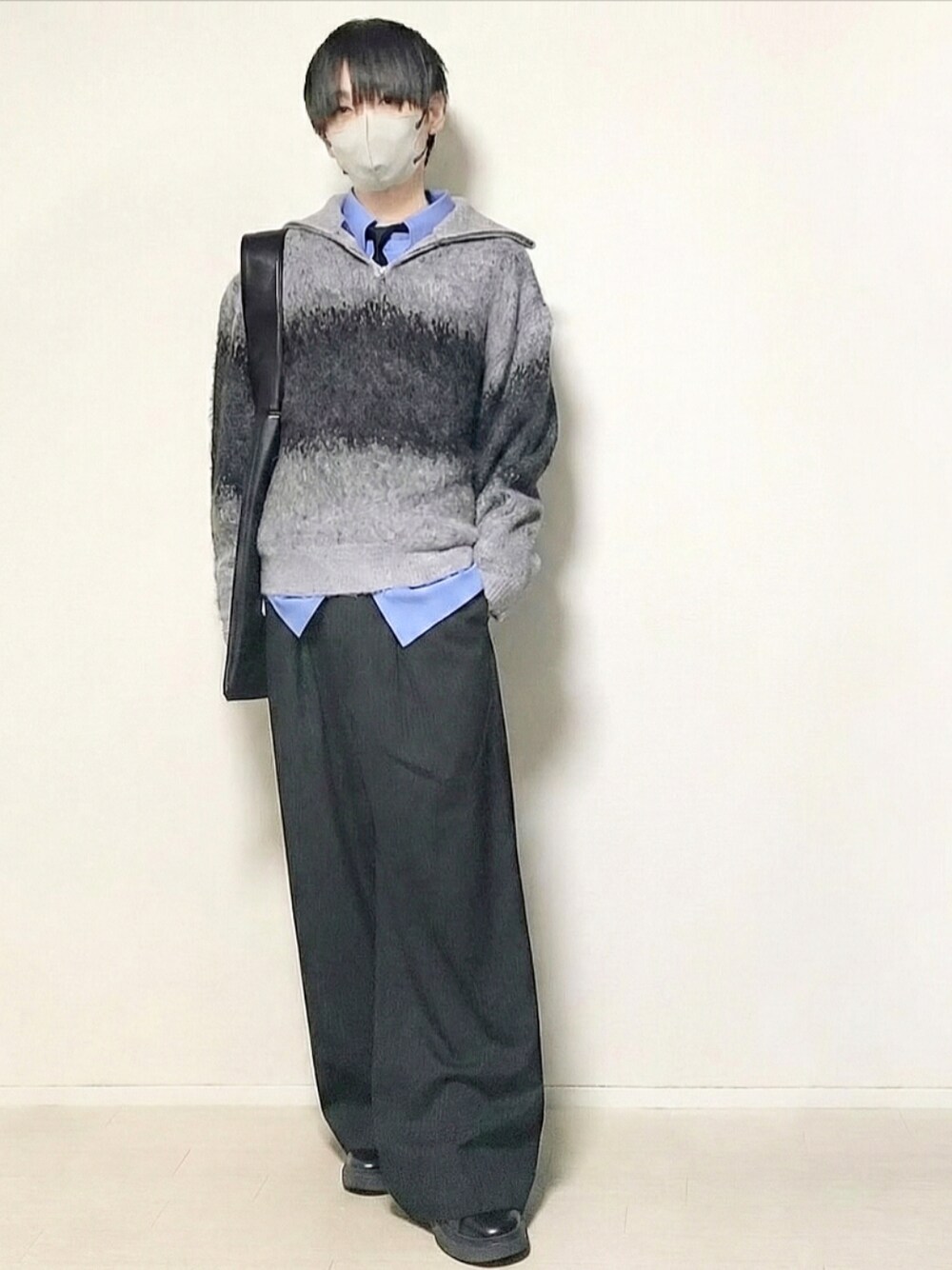 Wool blend gradation zip knit / ウールブレンドグラデーションジップ 