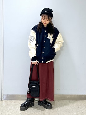 「WEARyouthコーデ」｜「アイテム（スタジャン）」を使った、レイナさん（レディース・154cm）の冬コーディネート