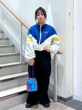 「MILKFED.」｜「アイテム（ブルゾン）」を使った、レイナさん（レディース・154cm）の冬コーディネート