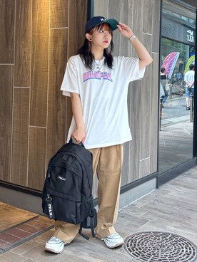 「みんなの白Tフェス」｜「アイテム（バックパック/リュック）」を使った、レイナさん（レディース・154cm）の夏コーディネート