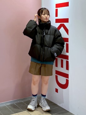 「MILKFED.（ミルクフェド）のアイテム（その他アウター）」を使った、レイナさん（レディース・154cm）の冬コーディネート