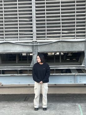 「HUF（ハフ）のアイテム」を使った、iimloyさん（レディース・154cm）の冬コーディネート