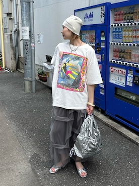 「アイテム（バックパック/リュック、シルバー系）」を使った、oairidaoさん（レディース・166cm）の夏コーディネート