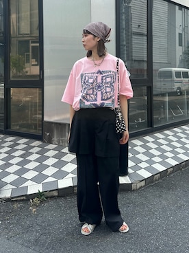 「CIAOPANIC（チャオパニック）の【BUGLE BOY/ビューグル ボーイ】アソートプリントTシャツ（Tシャツ/カットソー）」を使った、oairidaoさん（レディース・166cm）の夏コーディネート