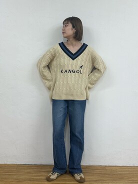 「KANGOL（カンゴール）のアイテム（ニット/セーター）」を使った、oairidaoさん（レディース・166cm）の秋コーディネート