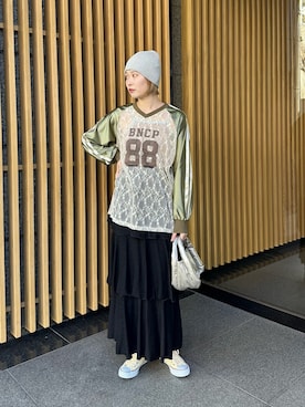 「アイテム（ニットキャップ/ビーニー、グレー系）」を使った、oairidaoさん（レディース・166cm）の冬コーディネート