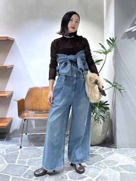 「アイテム（つなぎ/オールインワン）」を使った、KUBOTAさん（レディース・159cm）の秋コーディネート