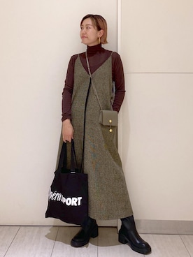 「リラックスコーデ」｜「アイテム（ワンピース/ドレス）」を使った、KUBOTAさん（レディース・159cm）の秋コーディネート