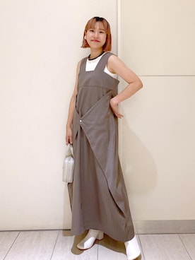 「ADAM ET ROPÉ」｜「アイテム（ジャンパースカート）」を使った、KUBOTAさん（レディース・159cm）の夏コーディネート