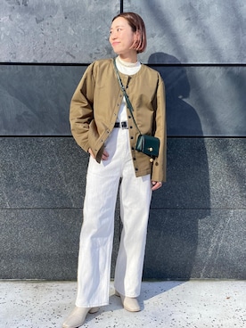 「ノーカラー」｜「アイテム（ブーツ）」を使った、KUBOTAさん（レディース・159cm）の冬コーディネート