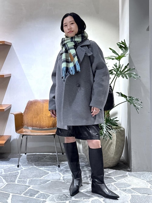 m*g様 アダムエロペ　ウールボンディングミドルコート　グレー　未使用　36 ADAM ET ROPÉ FEMME(アダム エ ロペ ファム) / ウールボンディング