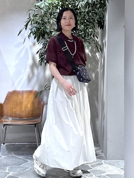 「ADAM ET ROPE'（アダムエロペ）の【MIZUNO(ミズノ)】WAVE PROPHECY LS（スニーカー、ホワイト系）」を使った、KUBOTAさん（レディース・159cm）の春コーディネート