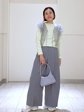 「セントジェームス」｜「アイテム（スラックス）」を使った、KUBOTAさん（レディース・159cm）の春コーディネート