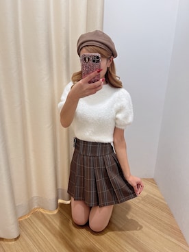 「アイテム（ハンチング/ベレー帽）」を使った、Yさん（レディース・155cm）の秋コーディネート