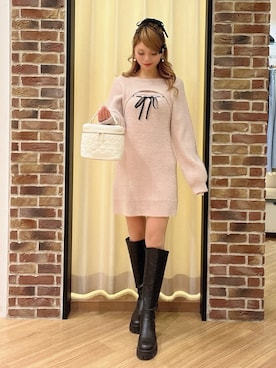 「ニット/セーター」｜「アイテム（ワンピース/ドレス）」を使った、Yさん（レディース・155cm）の秋コーディネート