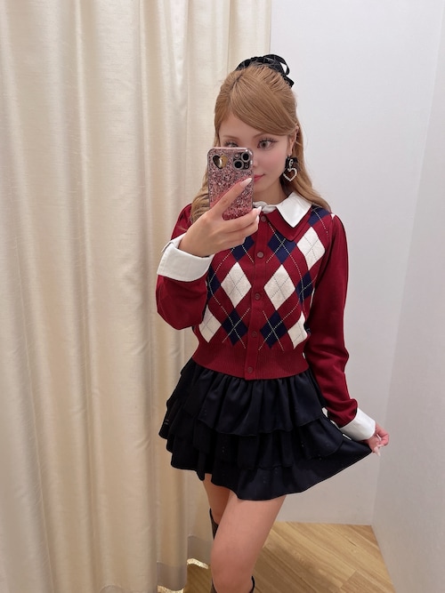 セール】アーガイルシャツドッキングレイヤードニット（ニット