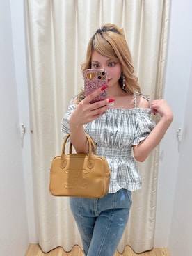 「オフショルブラウス」｜Yさん（レディース・155cm）の夏コーディネート
