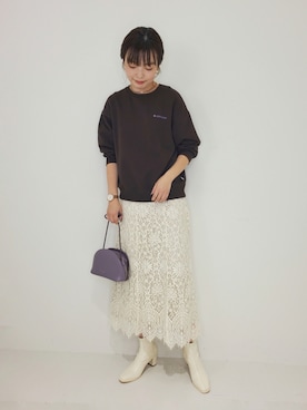 「アイテム（ブーツ、ホワイト系）」を使った、ハヅキさん（レディース・167cm）の秋コーディネート