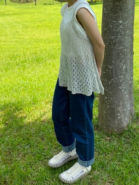 「Samansa Mos2 blue」｜「アイテム（その他トップス）」を使った、emickyさん（レディース・148cm）の夏コーディネート