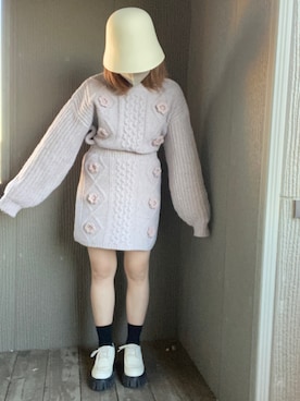 「one after another NICE CLAUP（ワンアフターアナザーナイスクラップ）のアイテム（帽子）」を使った、miroro さん（レディース・148cm）の冬コーディネート