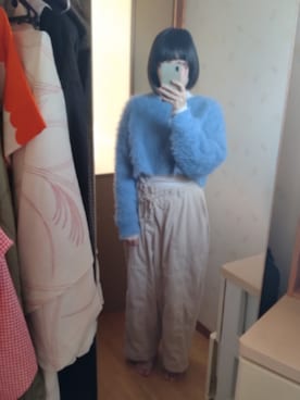 「シャギーニットコーデ」｜まあちゃんさん（レディース・158cm）の冬コーディネート