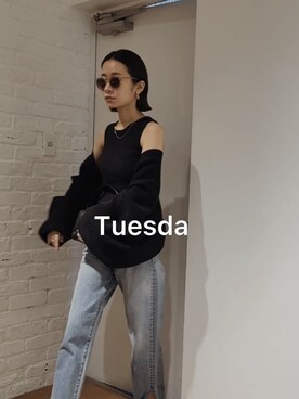 「Ungrid（アングリッド）のアイテム（サングラス）」を使った、石黒晶さん（レディース・166cm）の夏コーディネート