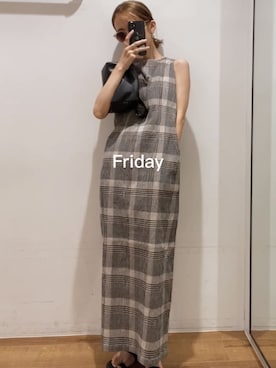チェックフィットノースリワンピースを使った人気ファッション