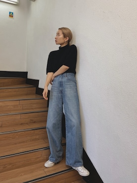 「ハイトーンカラー」｜石黒晶さん（レディース・166cm）の夏コーディネート