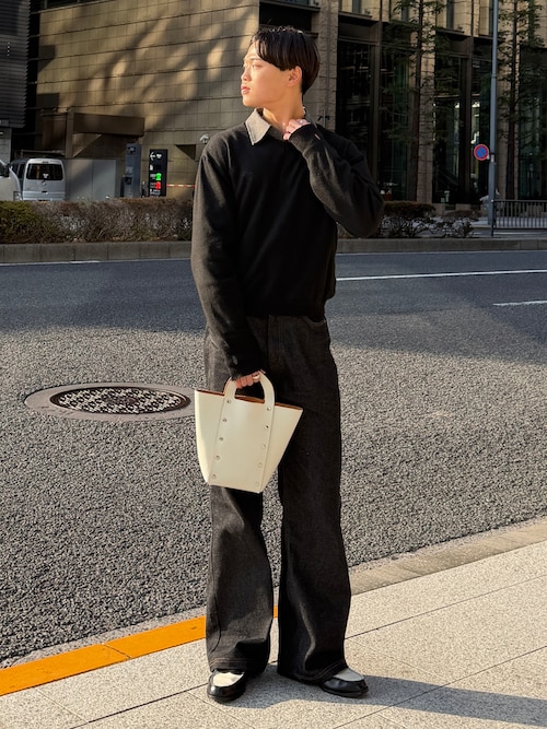 別注 EMBOSSED LOAFERS BLACK WHITE CROCODILE COMBI（ローファー
