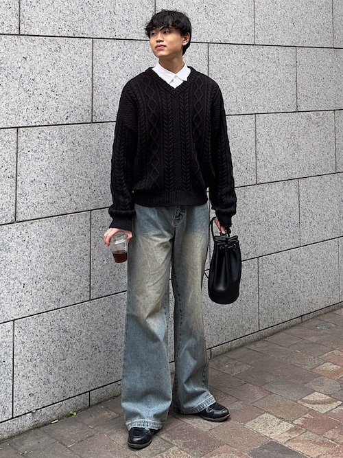 LURAKU】Semi-flared washed denim - セミフレア